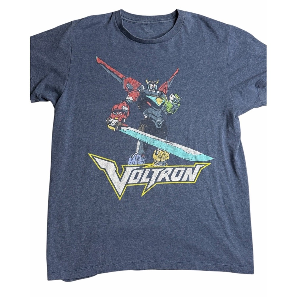 Voltron Graphic T Shirt Adult Blue Heather Anime Robot Cartoon Tee